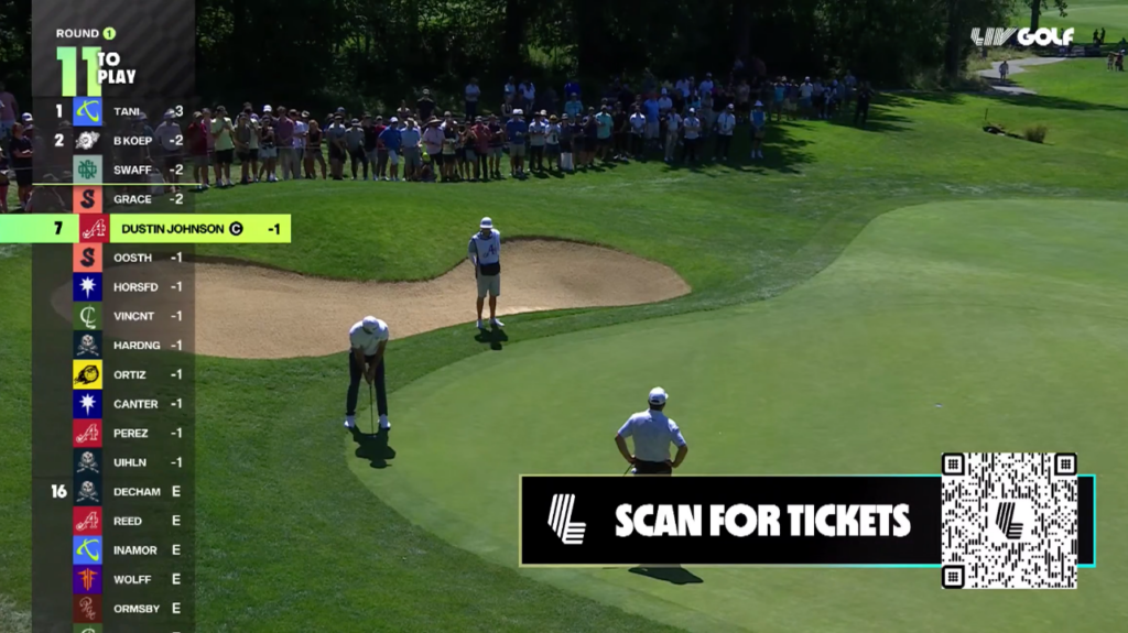 LIV Golf uses QR codes on their live stream to drive ticket sales