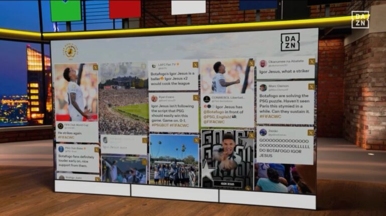 Waterfall of X posts on DAZN coverage