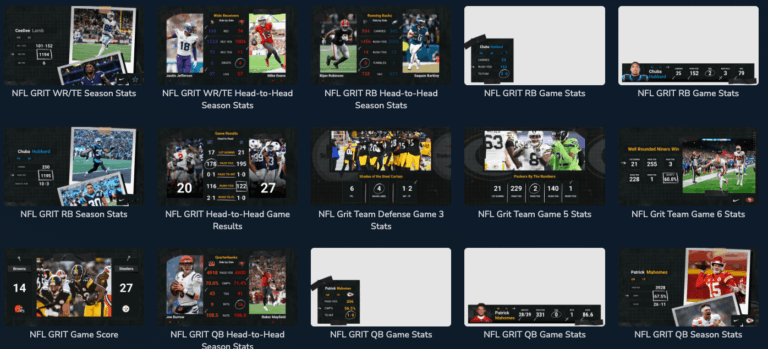 NFL Live Data Templates