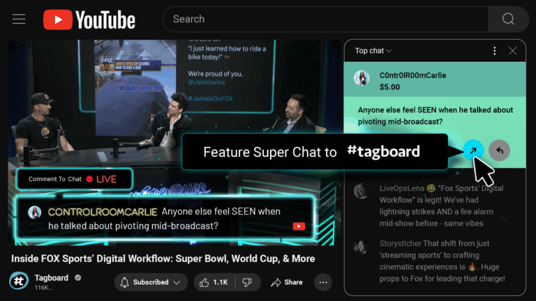YouTube Super Chat in Tagboard
