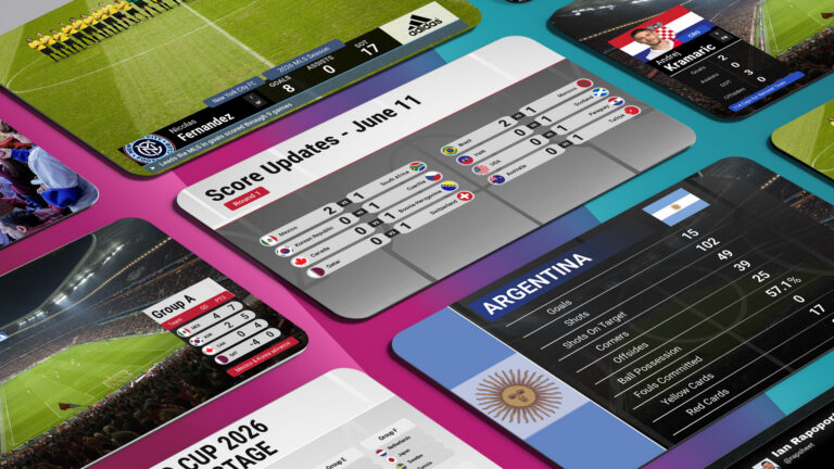 Showing examples of MLS and World Cup Graphics Templates that are in the Tagboard Template Library