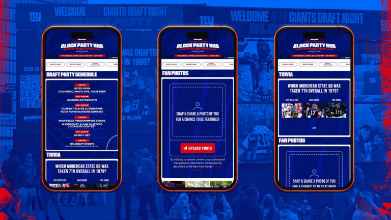 New York Giants examples from their Block Party Hub in app