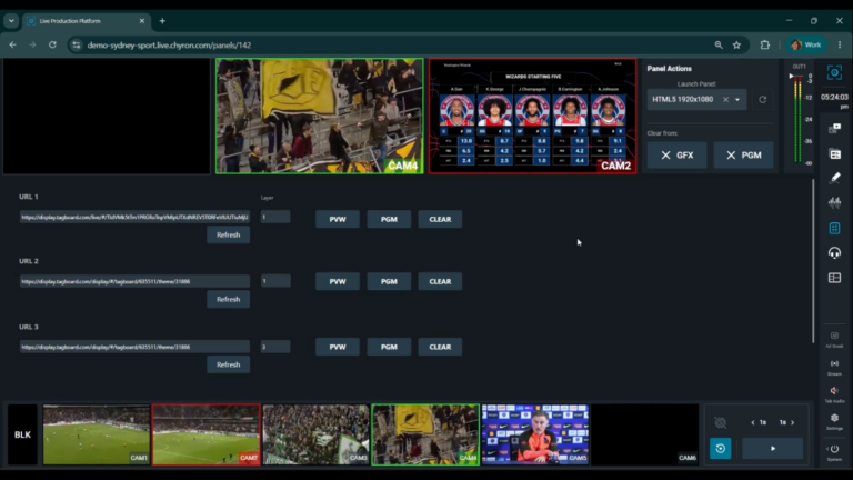 Tagboard output showing in Chyron PRIME software switcher