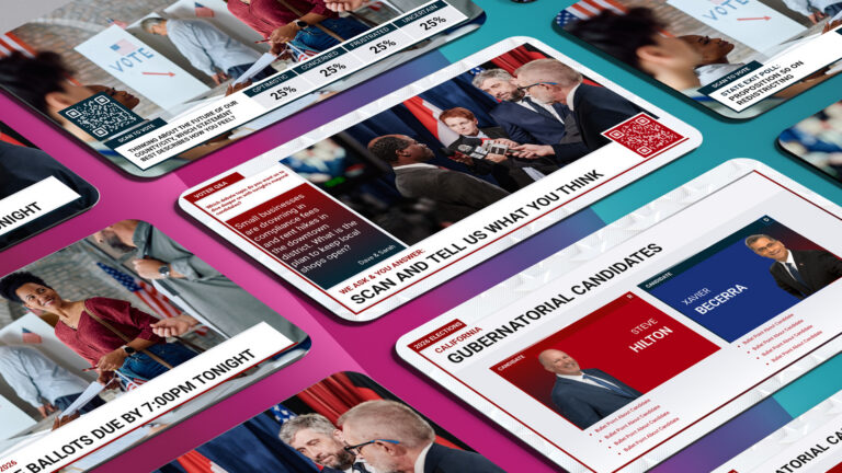 Multiple examples of the Elections template package that was added to the Tagboard template library of graphics