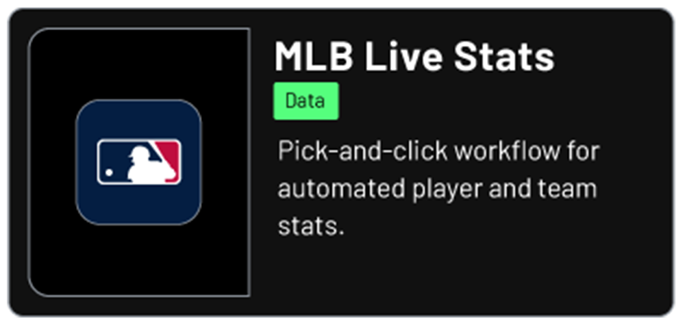MLB App MarketplaceCard MLB App Marketplace Card for Live Stats integration with Tagboard