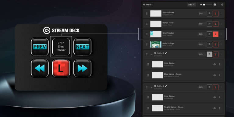 Stream Deck Mini showing the plugin with Tagboard Producer