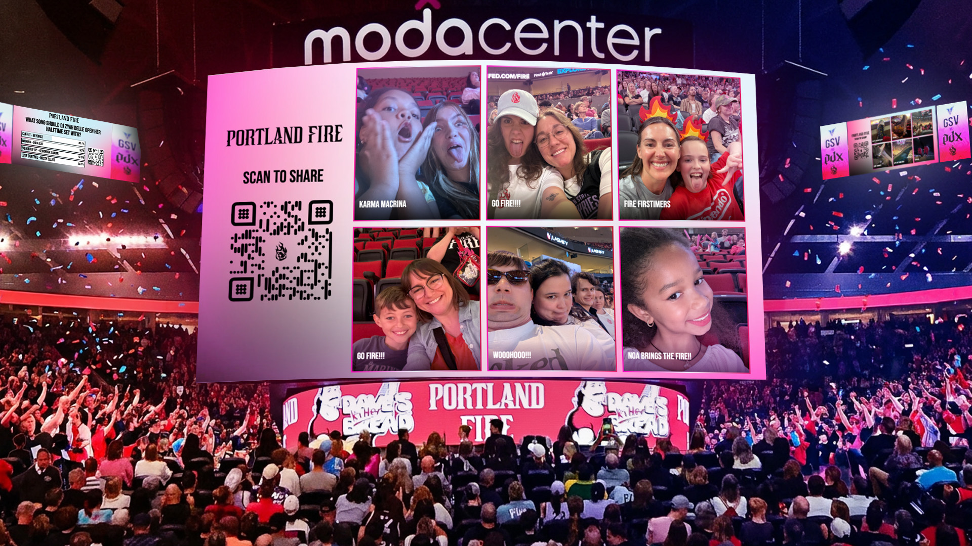 Portland Fire Display expanded for effect inside the arena
